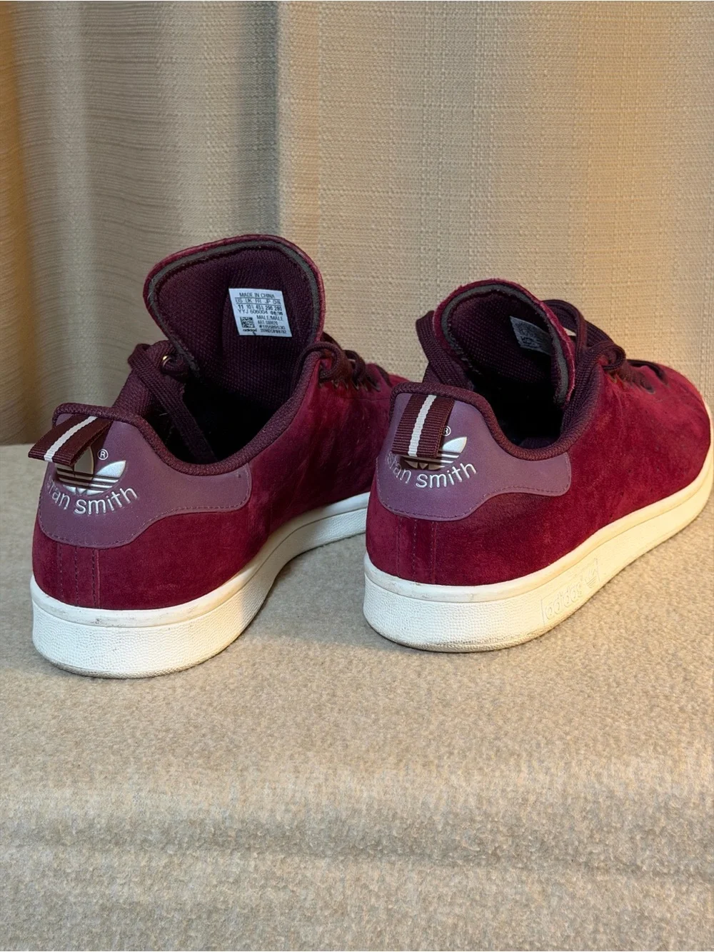 adidas Stan Smith Burgundy Suede Sneakers